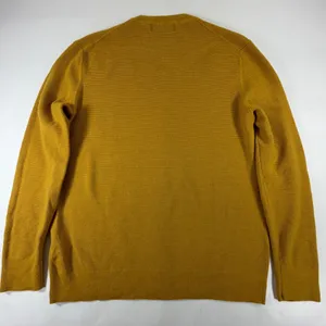 Banana Republic Italian Merino Wool Waffle Knit Sweater Mustard Yellow Large thumbnail 2
