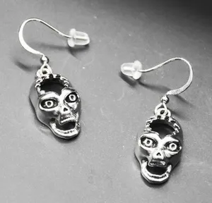 Punk Scary Skull Earrings Silver thumbnail 1