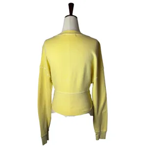 n:PHILANTHROPY Reeves‎ Sweatshirt Women Small Yellow Crop Distressed Streetwear thumbnail 3