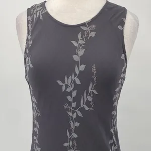 Vintage Y2k Maxi Slip Dress Sleeveless Keyhole Back Floral Vine Pattern Gray M thumbnail 2