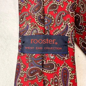 Rooster West End Collection Men's Tie Silk Paisley Burgundy Multicolor Necktie thumbnail 5