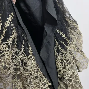NWT POMANDER PLACE Black Lillith Maxi‎ Cocktail Dress w/ Gold Lace Size Large thumbnail 15