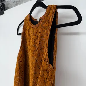 Anthropologie Maeve Amis Dress 4 Burnt Orange Floral Lace Ruffle Hem Lined thumbnail 9