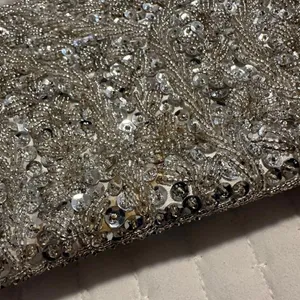 Women’s Beaded Bead Sequin Hand Bag Evening Purse Silver Tone - Needs TLC thumbnail 8
