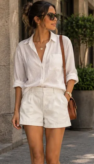 Banana Republic Ivory High Rise Pleated Tailored Bermuda Shorts Size 10 thumbnail 1