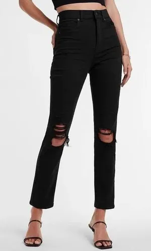 Express Black Ripped Skinny Jeans thumbnail 1
