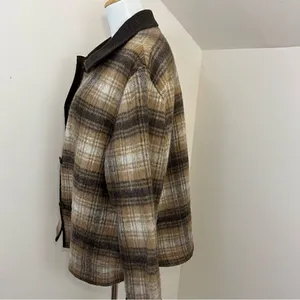 Norton McNaughton Vintage Brown Plaid Shacket Wool Blend XL thumbnail 2