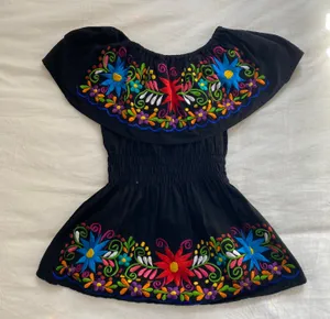 Mexican Embroidered Top Black thumbnail 1