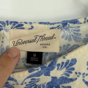 Blue Floral Smocked Waist Sleeveless Mini Dress Size Medium Cottage‎ thumbnail 4