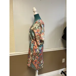 Cinema Etoile Vintage 2 Piece Nightgown Kimono Robe Set Floral Chain Print M/L thumbnail 11