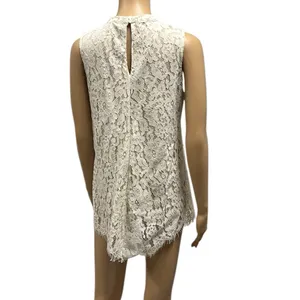 Rose + Olive Cream Sleeveless High Neck Lace Overlay Keyhole Back Top Blouse S thumbnail 2