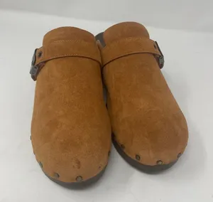NEW Dr. Scholl's Original Clog Mule 7 Brown Slip On Leather Suede Comfort Buckle thumbnail 4