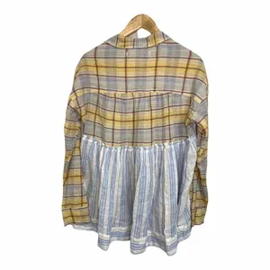 We The Free Free People Plaid Stripe‎ Mixed Print Tiered Babydoll Top thumbnail 5