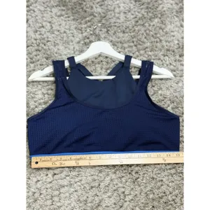 Brooks Running Sports Bra Womens Blue Mesh Strappy High Neck Crop Top Size L thumbnail 8