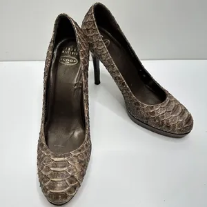Stuart Weitzman for Scoop NYC Snakeskin Platform Pumps‎ Brown Python Heels 6M thumbnail 8