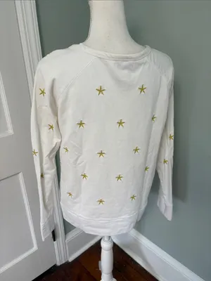 Caribbean Joe Cream Long‎ Sleeve Sweatshirt with Gold Sea Star Embroidery Large thumbnail 4