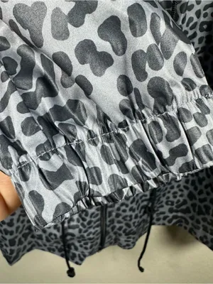 Motherhood Maternity Gray Leopard Print Raincoat with Drawcord Waist SZ:L thumbnail 4