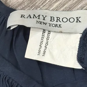 Ramy Brook Elda Sleeveless Keyhole Smocked Blouson Mini Dress Navy Blue Medium thumbnail 8