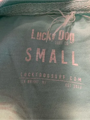Lucky Dog Surf Co Sea Bright NJ Aqua Blue T Shirt Sz S thumbnail 3