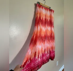 CLEARANCE! Orange/Red Chico’s Hashmark Valayna Maxi Skirt Size 2 (12/L) EUC thumbnail 3