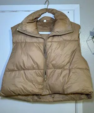Cropped Puffer Vest Tan Size XL petite thumbnail 1