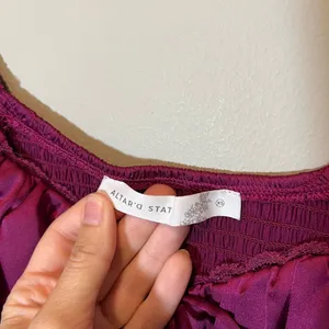 Altar'd State Satin Corset Top Crush Berry Smocked Balloon Sleeve XS Babydoll thumbnail 3