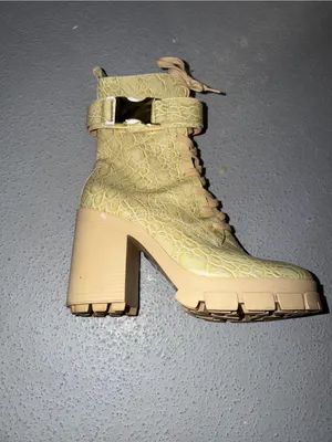 SCHUTZ Roslyn Croc-Embossed Heeled Boot in Light Beige thumbnail 9