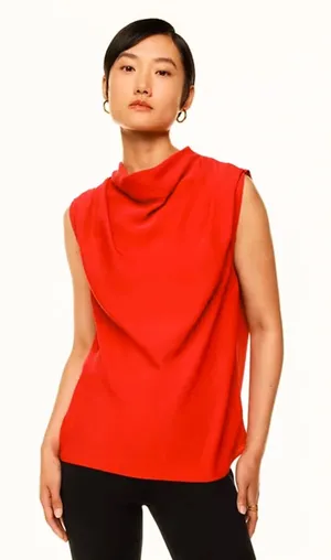 Babaton Carter Cowl Neck Blouse Orange thumbnail 1