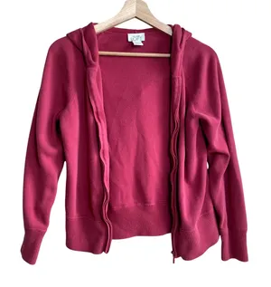 Ann Taylor cotton LOFT y2k bella twilight cropped full zip cardigan‎ women's M thumbnail 1