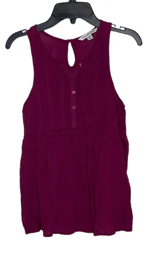 American Eagle Womens Sleeveless 1/2‎ Button Tank Top Blouse Size XS Maroon thumbnail 1
