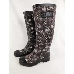 Ugg Australia Women's Size 6 Multi Logo Brown Tall Rubber Rain Winter Muck Boots thumbnail 2
