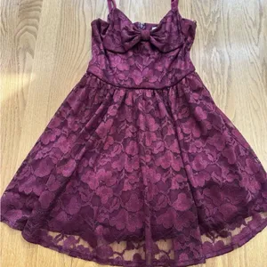 NWT American Rag Dress Medium Burgundy Sparkle Bow Lace Y2K Mini Party‎ Cocktail thumbnail 4