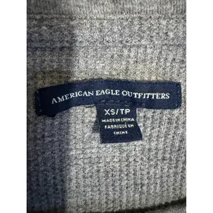 American Eagle Women Top XS Grey Loved Waffle Knit Thermal Scoop Neck Raglan Y2K thumbnail 4