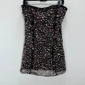 Lulus Cyriana Black Sequin Strapless Mini Dress Party Floral Going Out Large thumbnail 7