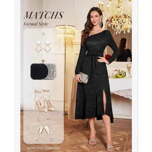 NEW Plus Size Shimmer Formal 1 Shoulder Cocktail Evening Midi Dress S thumbnail 8