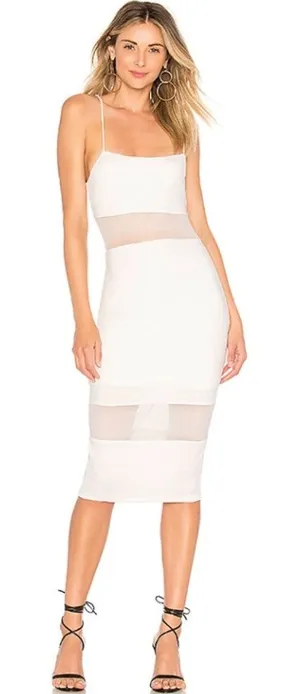 By The Way Revolve Naomi Mesh Cut Out Midi Dress in White NWT Sz Small thumbnail 1