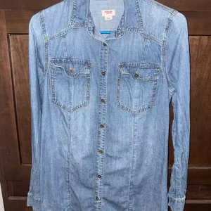 Mossimo Supply Co. Blue Denim Top Size M thumbnail 1
