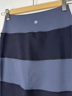 Lululemon Yoga Over Skirt Size 4 Coal Black Striped Luon High Rise Midi Rare thumbnail 3