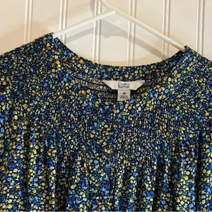 Croft & Barrow women Blue and Yellow Floral Top long sleeeve. thumbnail 3