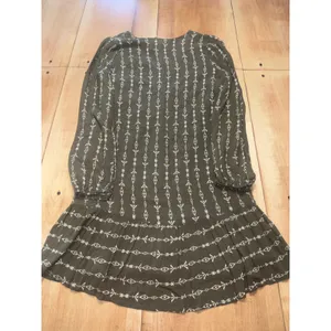 Altar State Olive‎ Green Tribal Print Long Sleeve Tiered Mini Dress S thumbnail 6