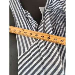 DO+BE Blue White Striped Front Tie Surplice V-Neck Long Sleeve Blouse Preppy M‎ thumbnail 4