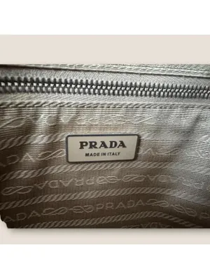 Y2K Archive Prada Nylon Tote Khaki Brown Leather thumbnail 3