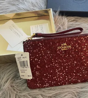 NWT COACH Glitter Star Wristlet Pouch in Red thumbnail 1