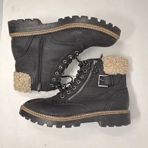 Universal Thread Black Combat Boots with Faux Fur Cuff - Size 11 thumbnail 6