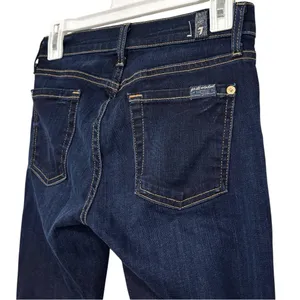 7 For All Mankind The Cropped Skinny Dark Wash Blue Jeans Size 25 thumbnail 8
