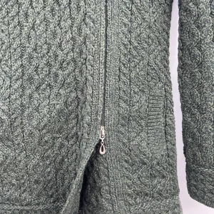 aran crafts sweater women Cable Knit XXS P Green 100 Merino Wool Fisher Chunky thumbnail 4