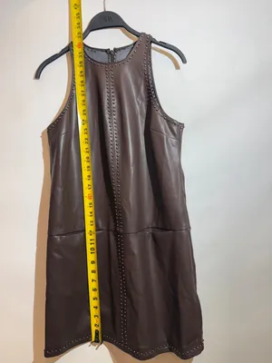 Saylor Damian Chocolate Brown Vegan Leather Mini Dress Party Dress Size S thumbnail 8