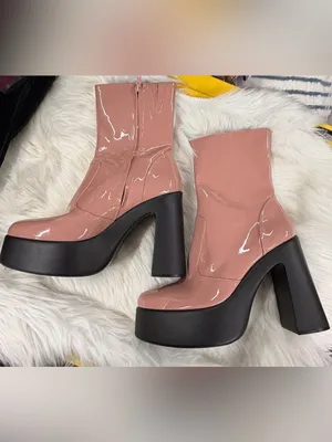 Gianni Bini Chunky Platform Mid Boots Patent leather Size 9 Womens dusty pink thumbnail 5
