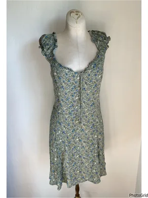 Reformation Pacey Green Floral Dress Size 10 thumbnail 2