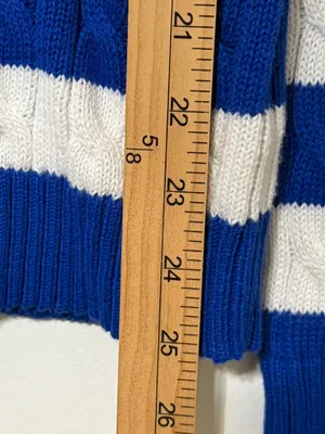 NEW Ralph Lauren Cable Knit Striped Blue Sweater Size Medium Womens NWT Boatneck thumbnail 9